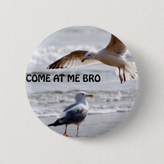Badge Rond 5 Cm Venez à moi bro ! Version de mouette (Devant)