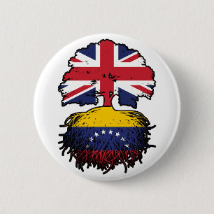 Badge Rond 5 Cm Venezuela Vénézuélien Britannique Royaume-Uni Raci