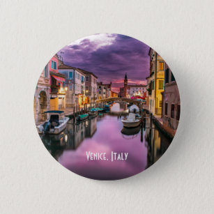 Badge Rond 5 Cm Venise, canal pittoresque de l'Italie et