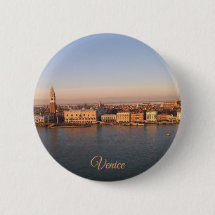 Badge Rond 5 Cm Venise - Italie au coucher du soleil voyage