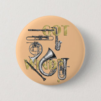 Badge Rond 5 Cm Vent obtenu joueurs drôles d'instrument de vent