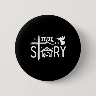 Badge Rond 5 Cm Véritable histoire Noël Nativité Jésus Christian M