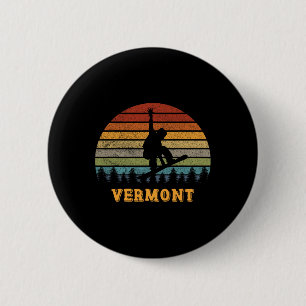 Badge Rond 5 Cm Vermont Vintage Sun Snowboard Snowboard Retro
