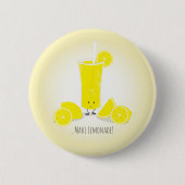 Badge Rond 5 Cm Verre de limonade souriant| Bouton (Devant)