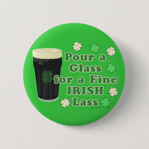 Badge Rond 5 Cm Verre de pinte du jour de St Patrick irlandais de