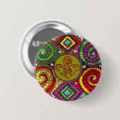 Badge Rond 5 Cm Verre souillé Fleur De Lis Abstract (Devant & derrière)