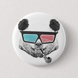 Badge Rond 5 Cm Verres à trois dimensions de panda vintage