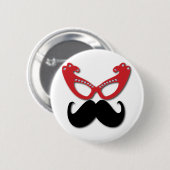 Badge Rond 5 Cm verres bling rouges avec la moustache (Devant & derrière)