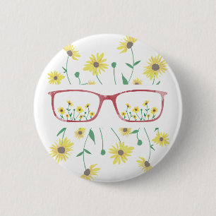 Badge Rond 5 Cm Verres et bouton personnalisables de marguerites