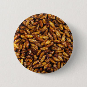 Badge Rond 5 Cm Vers de soie frits ... Thai Street Food