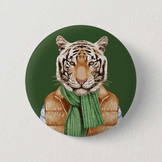 Badge Rond 5 Cm Vers le bas tigre de gilet (Devant)