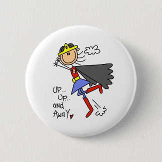 Badge Rond 5 Cm Vers le haut de et héros parti de fille