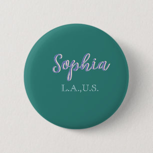 Badge Rond 5 Cm VERT ajouter nom fille patronne texte VIOLET éléga