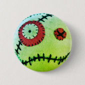 Badge Rond 5 Cm Vert de bande de vaudou (Devant)