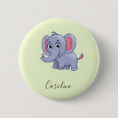 Badge Rond 5 Cm Vert éléphant gris mou (Devant)