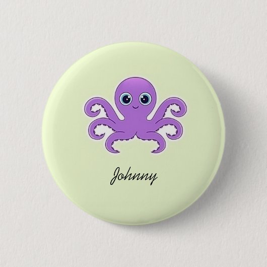Badge Rond 5 Cm Vert octopus mou violet (Devant)