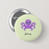 Badge Rond 5 Cm Vert octopus mou violet (Devant & derrière)