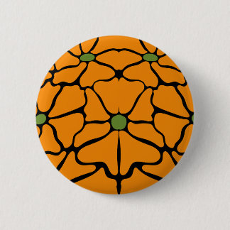 Badge Rond 5 Cm Vert & Orange Moderne Abstrait Floral