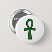 Badge Rond 5 Cm Vert principal croisé hiéroglyphique égyptien de (Devant & derrière)