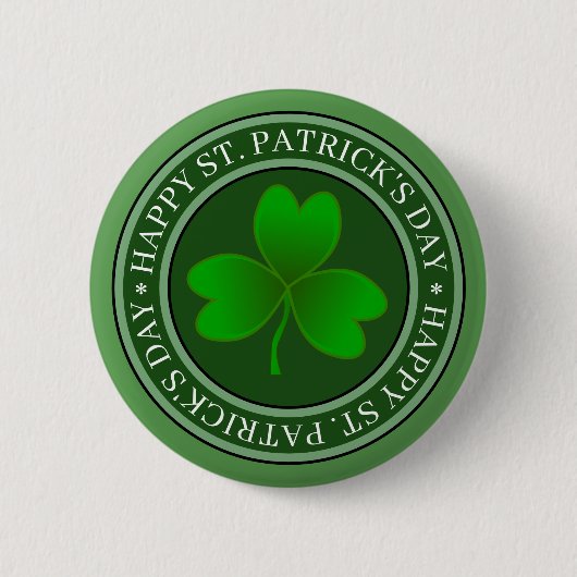 Badge Rond 5 Cm Vert Shamrock de la Saint-Patrick (Devant)