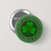Badge Rond 5 Cm Vert Shamrock de la Saint-Patrick (Devant & derrière)