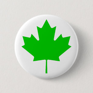 Badge Rond 5 Cm Vert Transp de feuille d'érable les cadeaux de Zaz