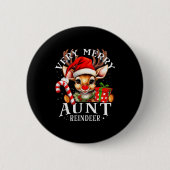 Badge Rond 5 Cm Very Merry Aunt Reindeer Matching Christmas (Devant)
