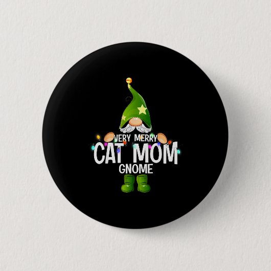 Badge Rond 5 Cm Very Merry Cat Mom Gnome Christmas Matching (Devant)