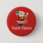 Badge Rond 5 Cm Vesele Vanoce Tchèque Noël Père Noël Rouge (Devant)