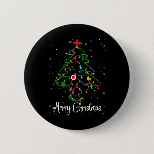 Badge Rond 5 Cm Vet Tech Vétérinaire Arbre de Noël Joyeux Noël