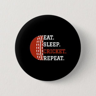 Badge Rond 5 Cm Vêtements de joueur de cricket Manger Dormir Crick