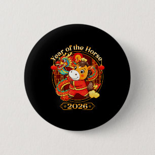 Badge Rond 5 Cm Vêtements du Nouvel An chinois 2026 Garçons Filles