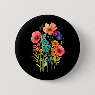 Badge Rond 5 Cm Vêtements Fleurs Sauvages Bohème Cottagecore _ Bot