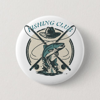Badge Rond 5 Cm Vêtements Rétro Club de Pêche Graphique de Bass