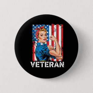 Badge Rond 5 Cm Vétéran Patriotique Femme Vétérinaire Journée Femm