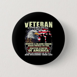Badge Rond 5 Cm Vétérinaire Écrit blanc chèque Famille des vétéran