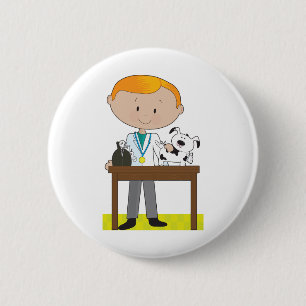 Badge Rond 5 Cm Vétérinaire et chien