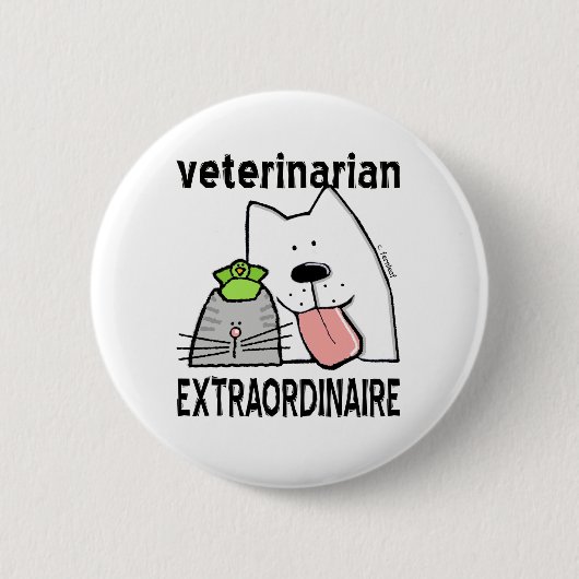 Badge Rond 5 Cm Vétérinaire Extraordinaire (Devant)