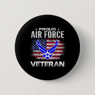 Badge Rond 5 Cm Vétérinaire Fière De La Force Aérienne Avec Drapea