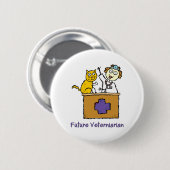 Badge Rond 5 Cm Vétérinaire futur - Fille avec chat (Devant & derrière)