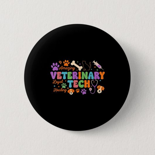 Badge Rond 5 Cm Veterinary Technician - Vet Tech Veterinarian Appr (Devant)