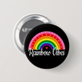 Badge Rond 5 Cm Vibes arc-en-ciel (Devant & derrière)
