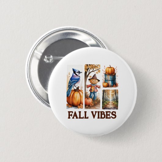 Badge Rond 5 Cm Vibes d'automne Vibes d'automne (Devant & derrière)
