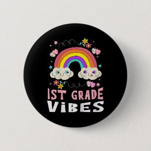 Badge Rond 5 Cm Vibes de 1re année Élève de l'école 1er jour de re