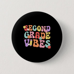 Badge Rond 5 Cm Vibes de deuxième année Ck à l'école Rétro Enseign