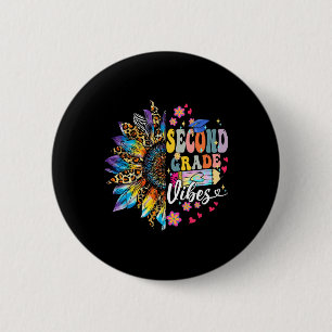 Badge Rond 5 Cm Vibes De Deuxième Année Retour À L'École Léopard S