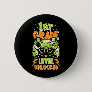 Badge Rond 5 Cm Vibes de gamer déverrouillées de 1ère année Retour