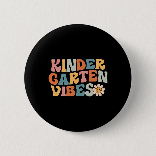 Badge Rond 5 Cm Vibes de jardin d'enfants - Kinder Crew Retro Prem (Devant)