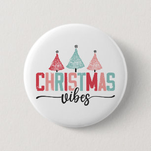 Badge Rond 5 Cm Vibes de Noël - Festive Tree Design