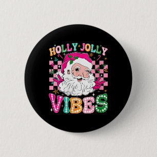 Badge Rond 5 Cm Vibes de Noël Super Père Noël Vibes Xma